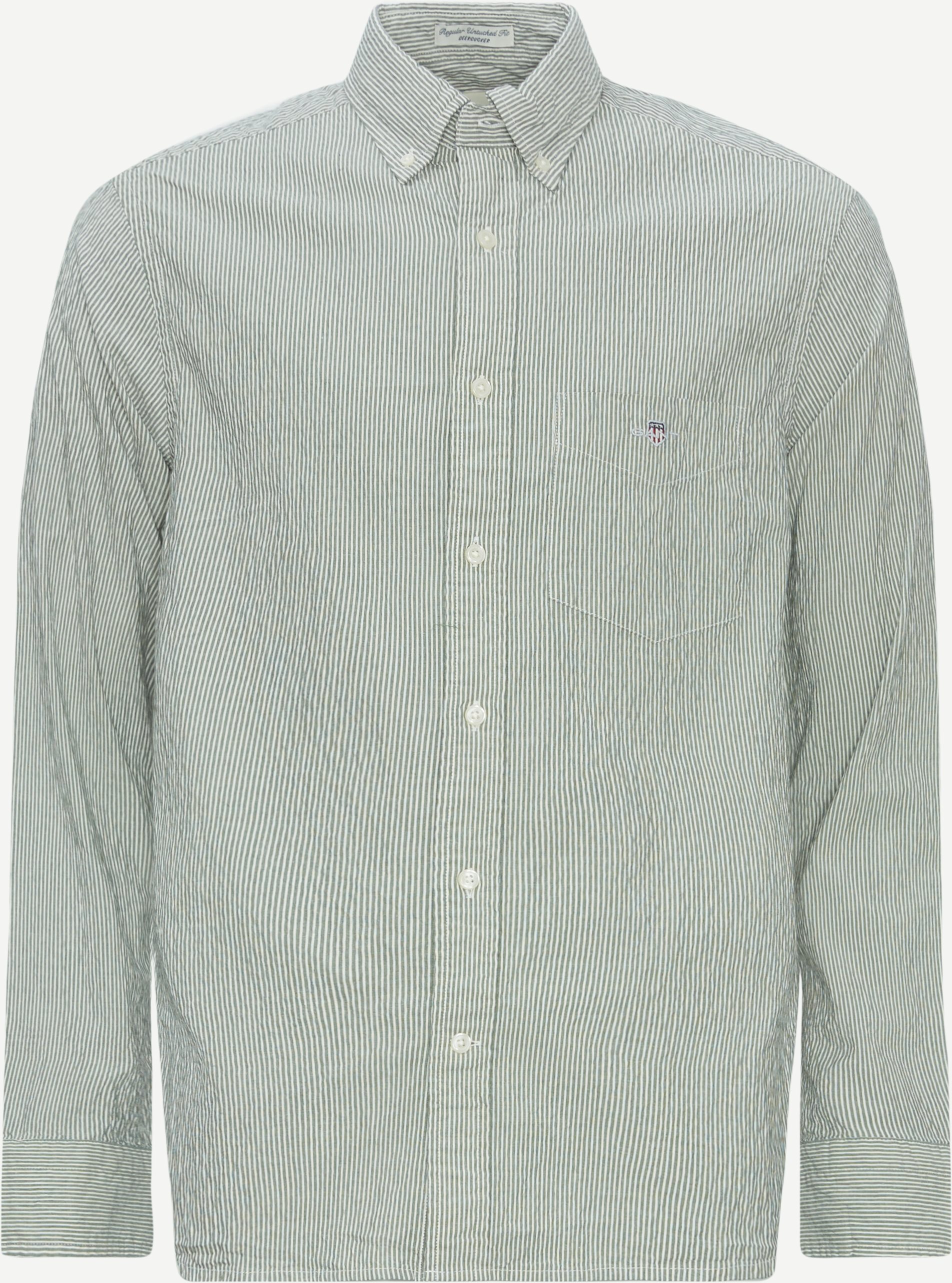 Gant Skjorter REG SEERSUCKER STRIPE SHIRT 3240063 Grøn